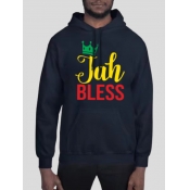 LW BASICS Men Letter Print Pocket Design Hoodie