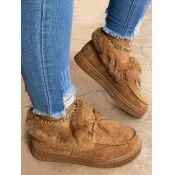 LW Bow Decor Plush Flats