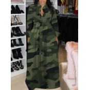 LW Plus Size Turndown Collar Camo Print Dress