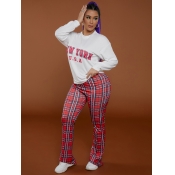 LW Plaid Letter Print Pants Set