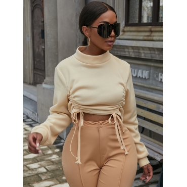 

LW COTTON Ruched Drawstring Sweatshirt, Apricot