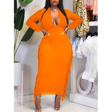 

LW SXY Plus Size Tassel Design Basic Bodycon Dress, Croci