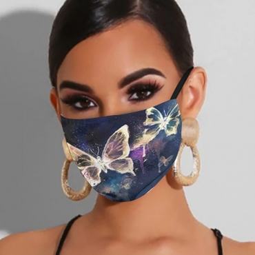 

LW COTTON Butterfly Print Face Mask, Black