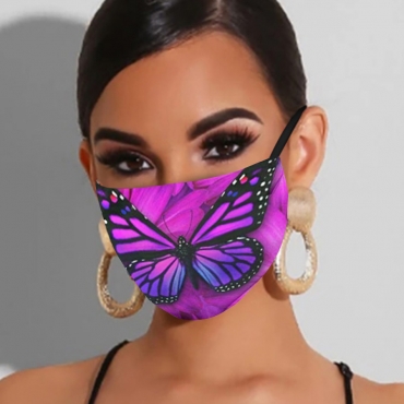 

LW COTTON Butterfly Print Face Mask, Violet