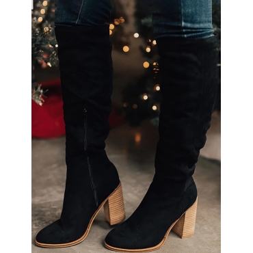 

LW Zipper Design Thigh High Boots, Black