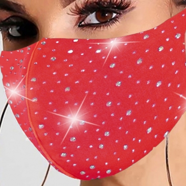 

LW BASICS Cotton Sequined Face Mask, Red