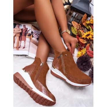 

LW Zipper Design Booties, Brown