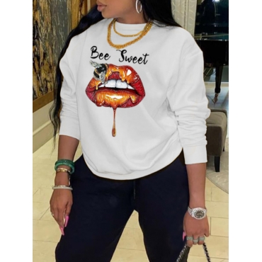 

LW Letter Lip Print Sweatershirt, White