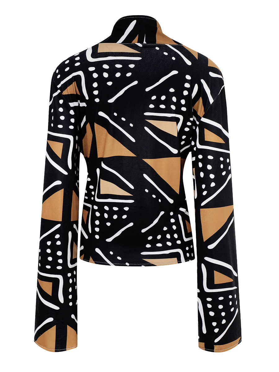 LW Plus Size Geometric Print Split Sleeve Coat 3X