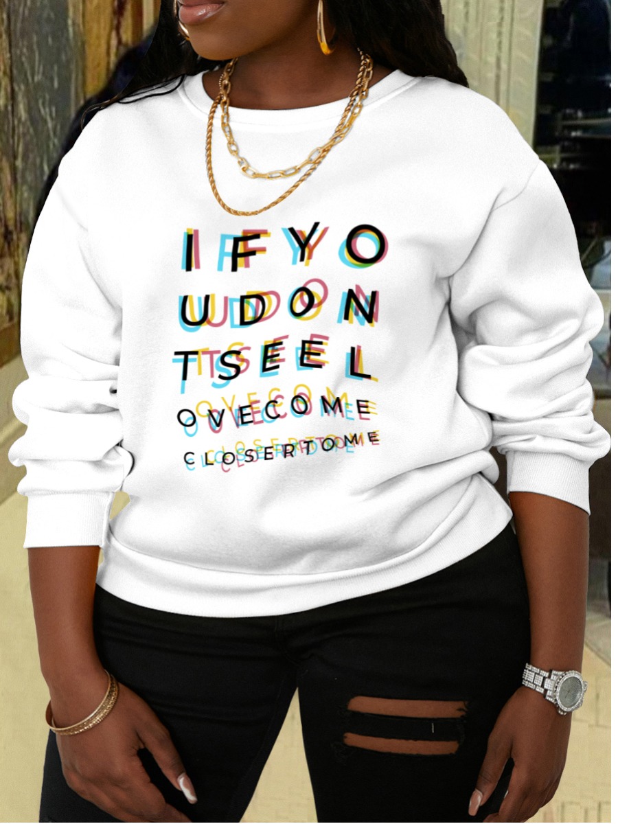 LW Round Neck Letter Print Sweatshirt