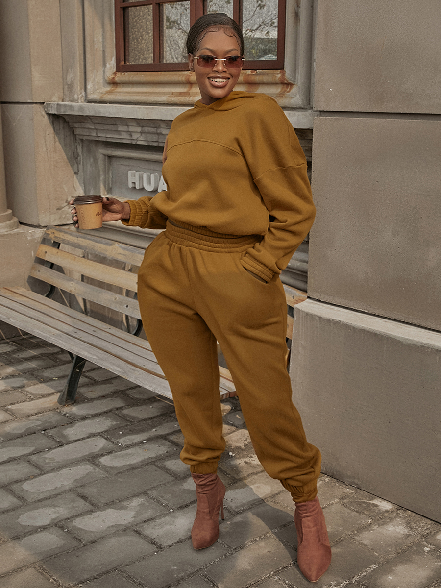 LW Basic Pocket Solid Pants Set