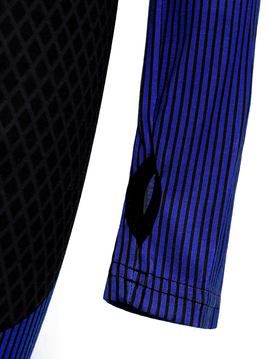 LW Sportswear Turndown Collar Patchwork Blue Two Piece Pants Set