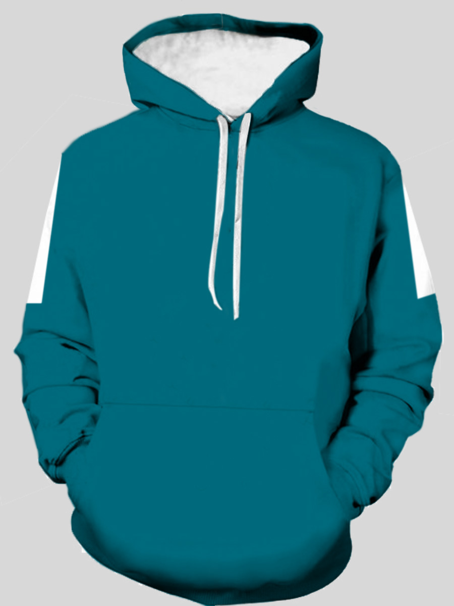 

LW Men Blue Light Solid Hoodie, Canal blue