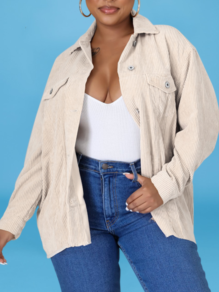 

LW Rib Knit Pocket Button Design Jacket, Apricot