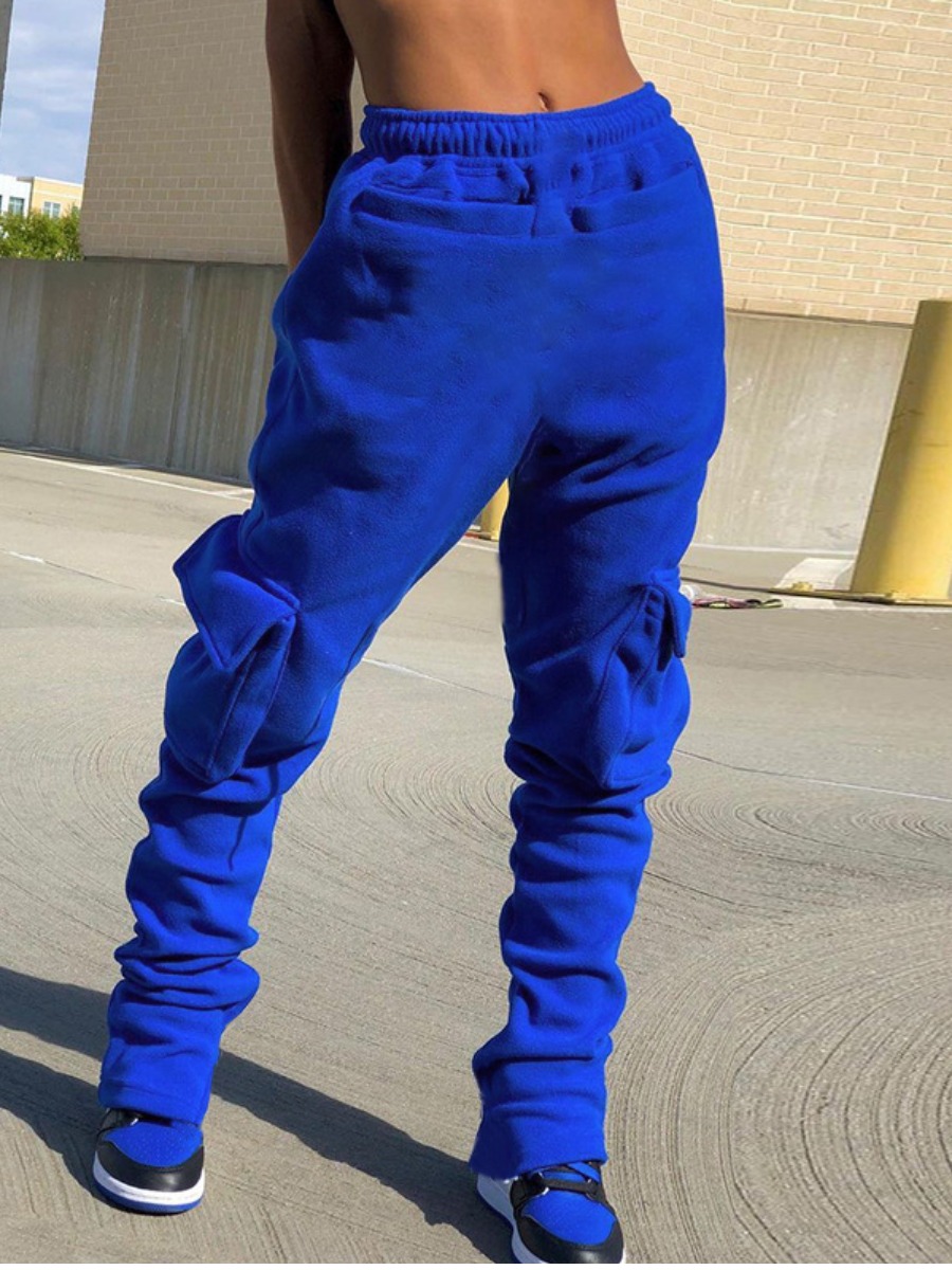 

LW Elastic Waist Pocket Design Pants, Blue