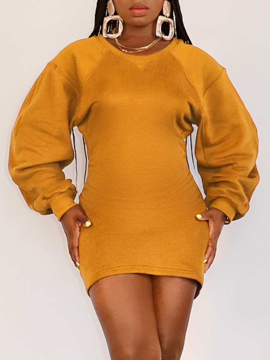 

LW Lantern Sleeve Solid Bodycon Sweat Dress, Croci