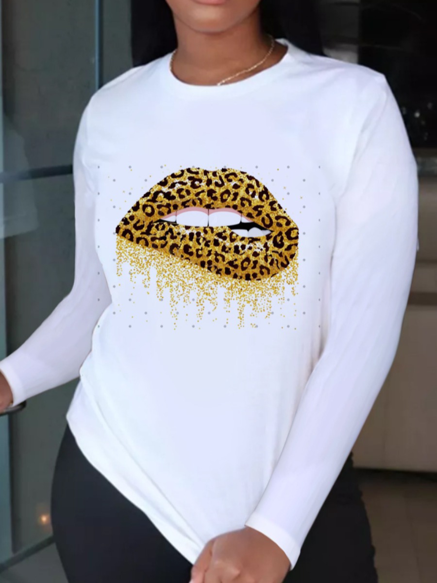 

LW Leopard Lip Print T-shirt, White