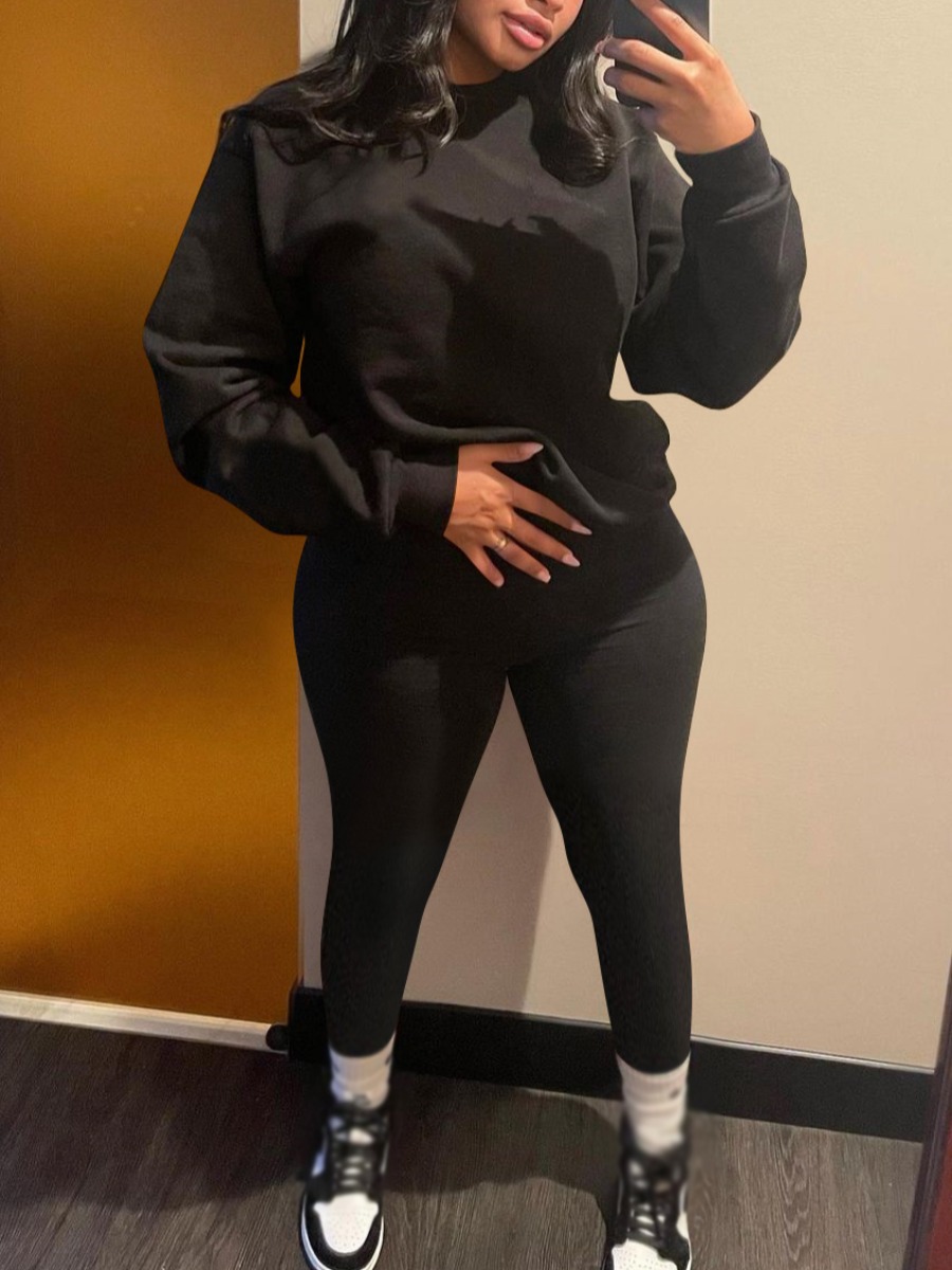 

LW BASICS Sweat Solid Skinny Tracksuit Set, Black