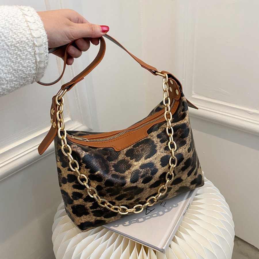 

LW Animal Print Chain Shoulder Bag, Leopard