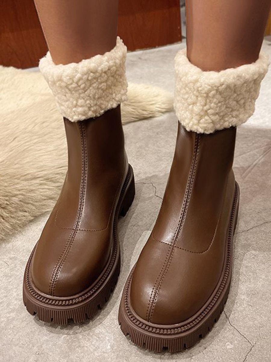 

LW Plush Chunky Sole Booties, Brown