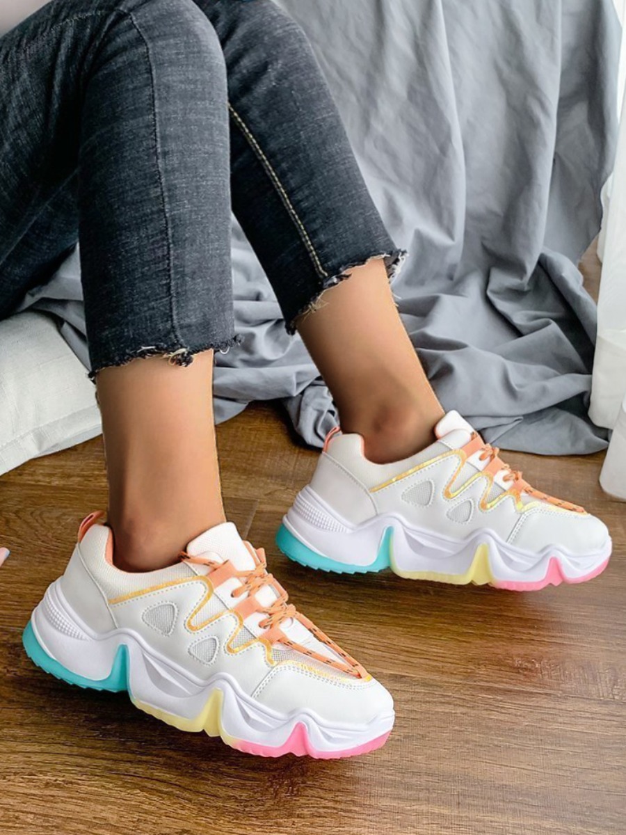 

LW Lace-up Patchwork Sport Sneakers, Croci