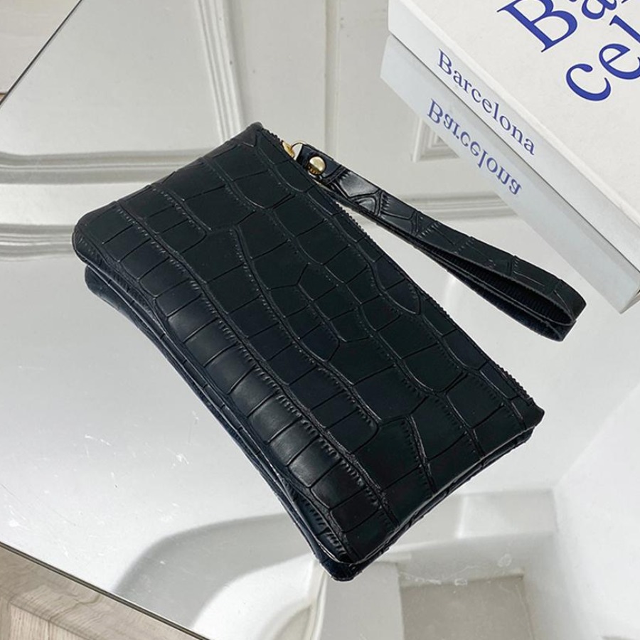 LW PU Zipper Design Embossed Solid Wallets