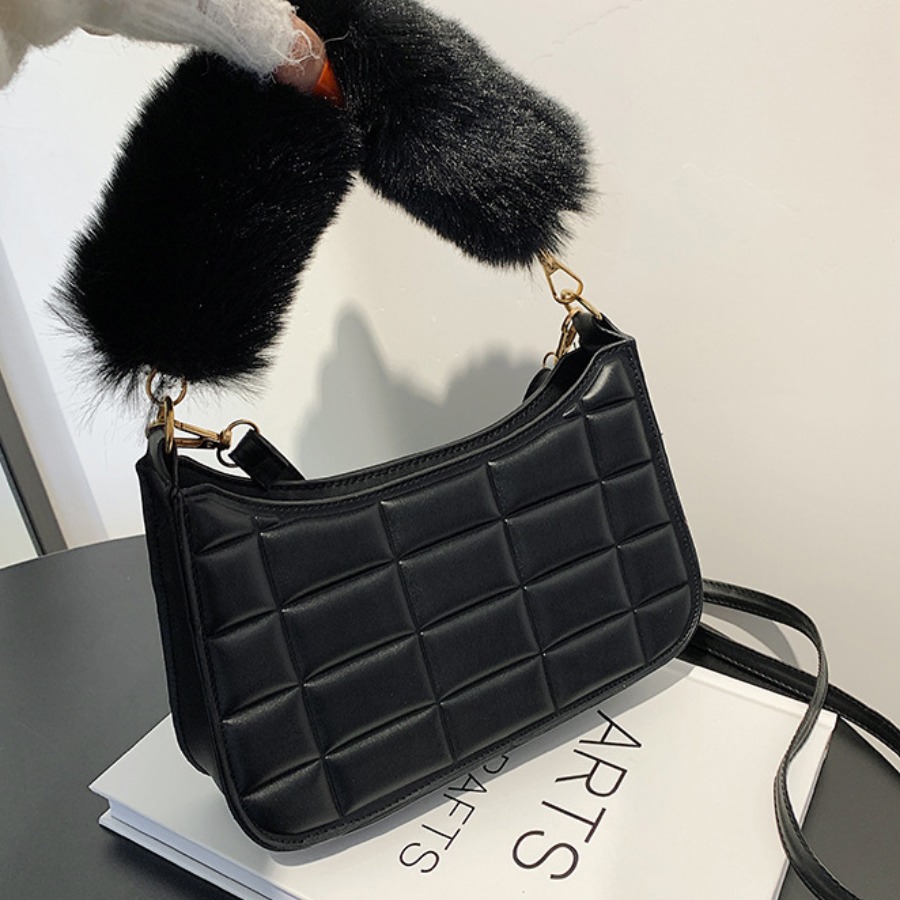 

LW Geometric Decor Plush Crossbody Bag, Black