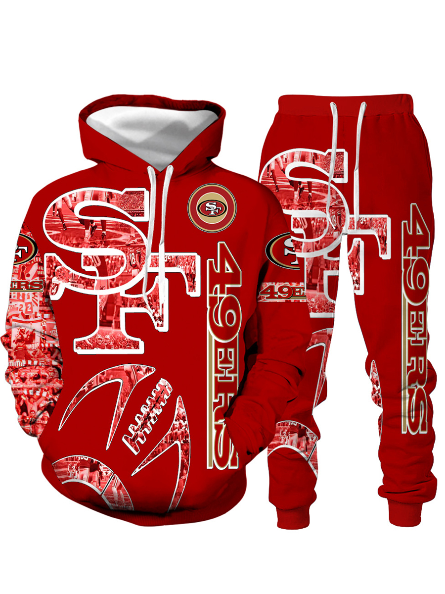 

LW Men Letter Print Drawstring Tracksuit Set, Multi