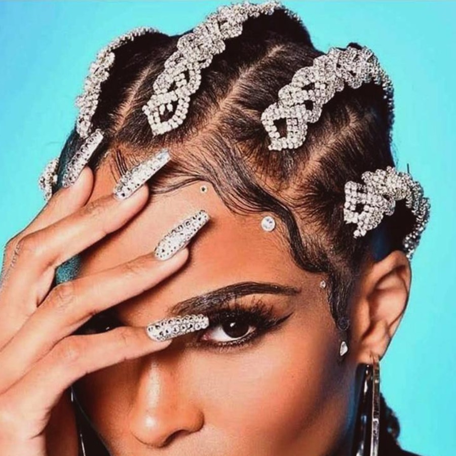 

LW Twist Crystal Deocr Chain Headband, Silver