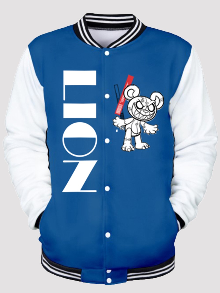 LW Men Letter Print Patchwork Jacket