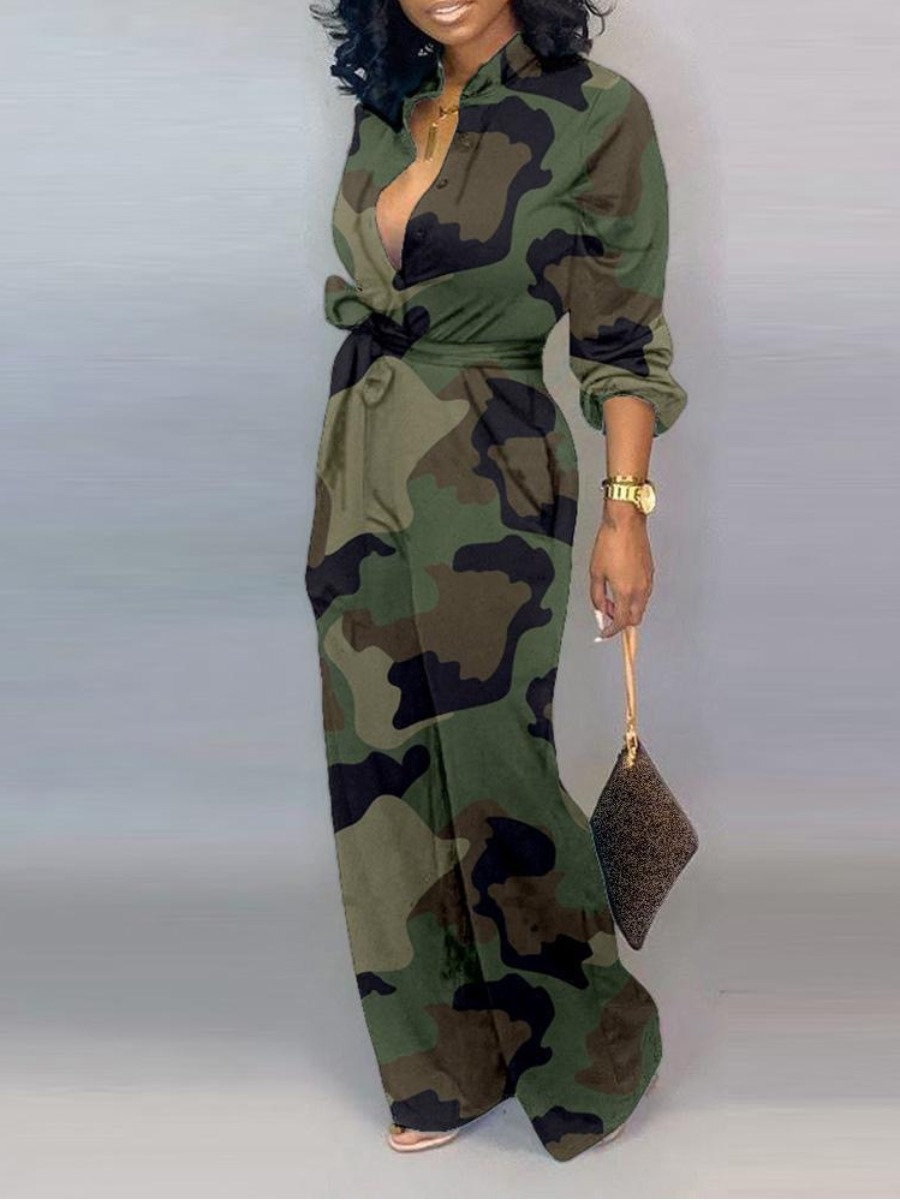 

LW Camo Print Waist Tie Jumpsuit