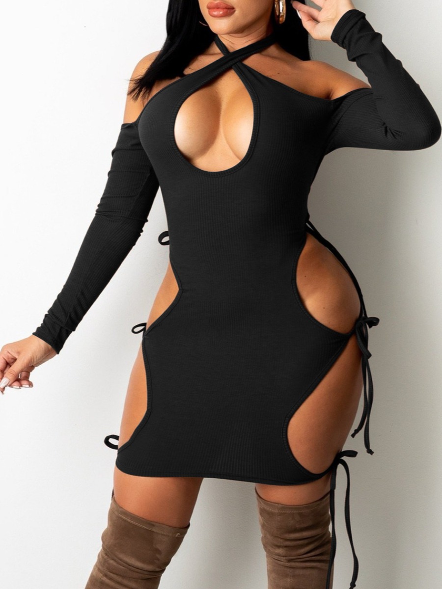 

LW SXY Cut Out Bandage Design Bodycon Dress, Black