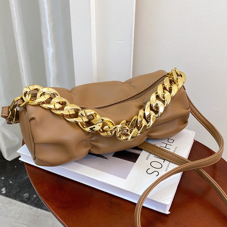 

LW Chain Decor Shoulder Bag, Khaki