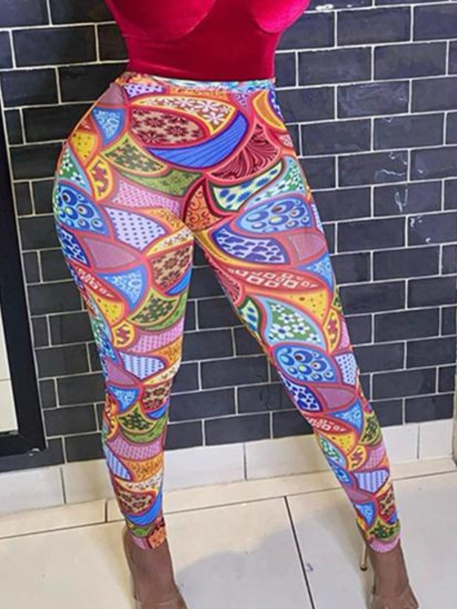 

LW Color Block Mixed Print Skinny Leggings, Multi