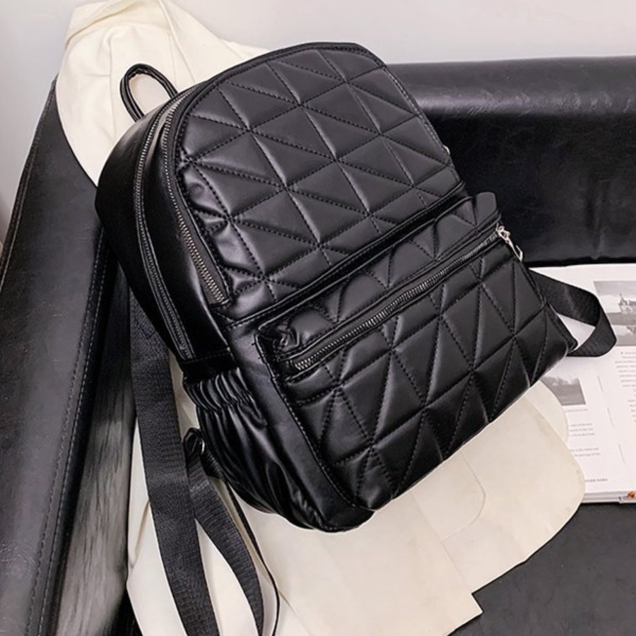 

LW Embossed Solid Color Backpack, Black