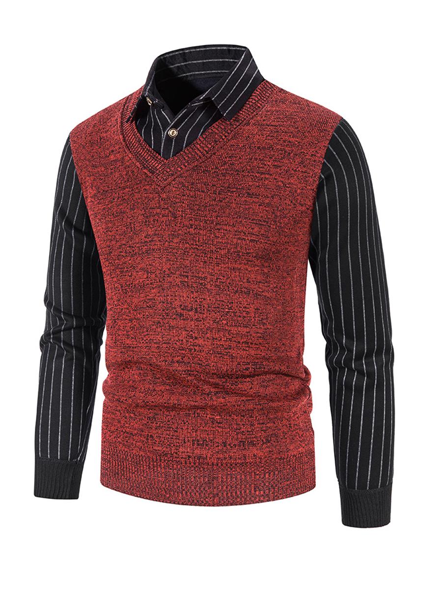 

LW BASICS Men V Neck Sleeveless Sweater, Wine red
