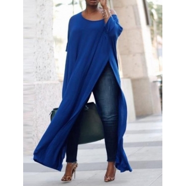 

LW Plus Size Drop Shoulder High Split T-shirt, Blue
