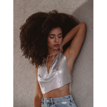 

LW SXY Backless Sequined Camisole, Silver