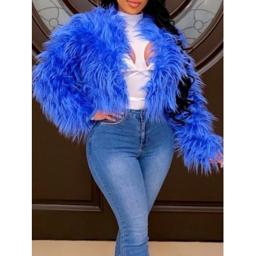 

LW Open Front Solid Faux Fur, Blue