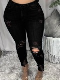 LW Plus Size High-waisted High Stretchy Ripped Jeans