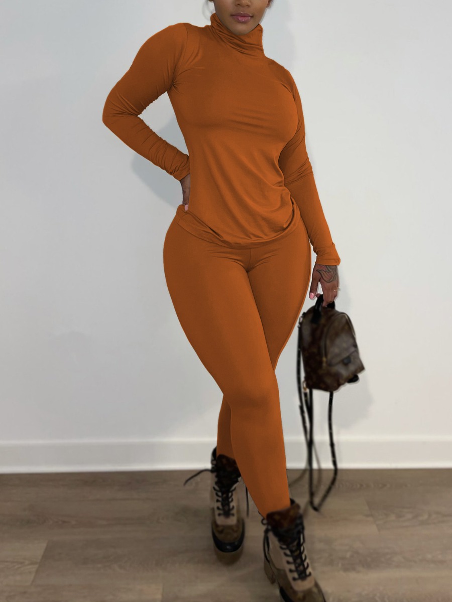 

LW BASICS Turtleneck Skinny Pants Set, Jacinth