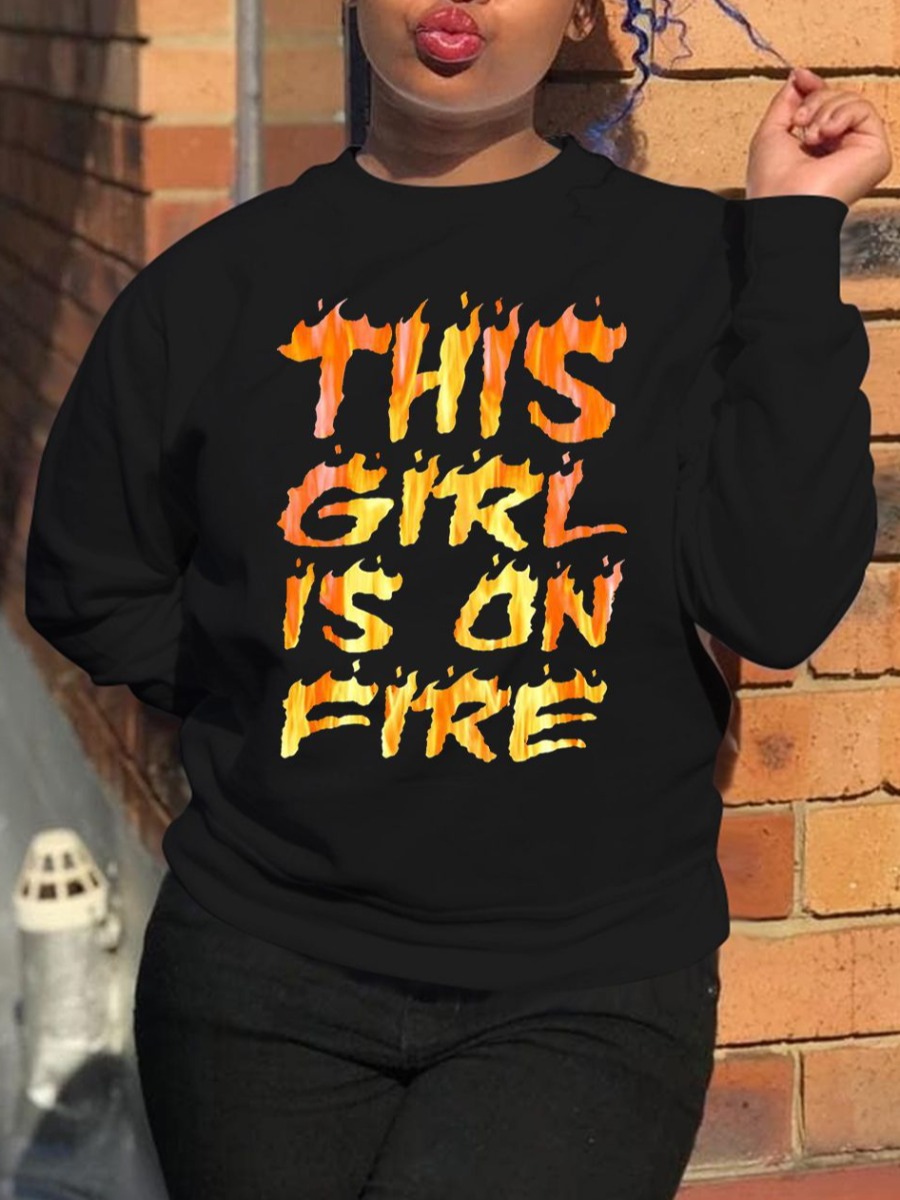

LW Tie-dye Letter Print Sweatshirt, Black