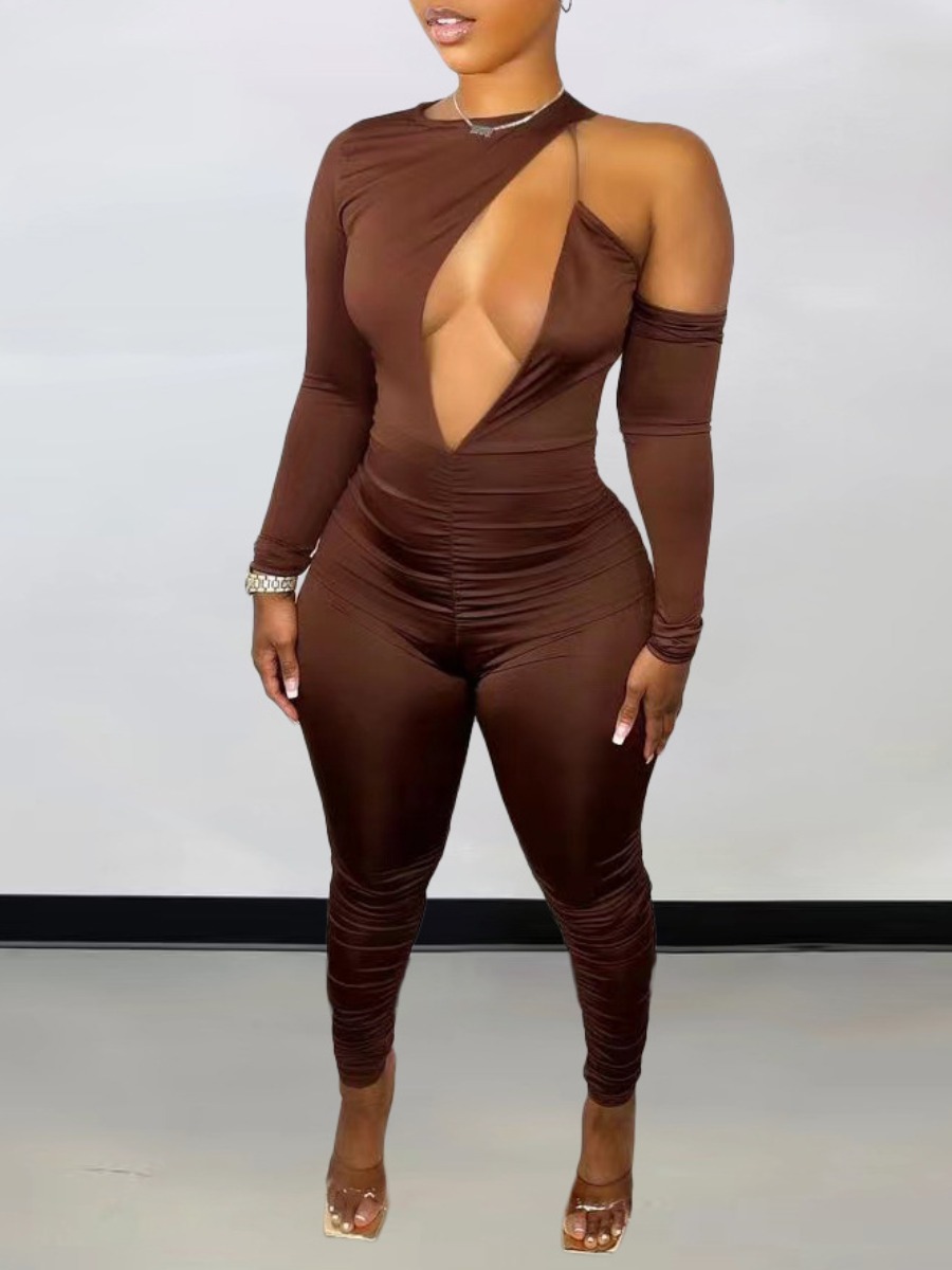 LW SXY Cut Out Zipper Design Solid Skinny Jumpsuit LW SXY Cut Out Zipper Design Solid Skinny Jumpsuit
