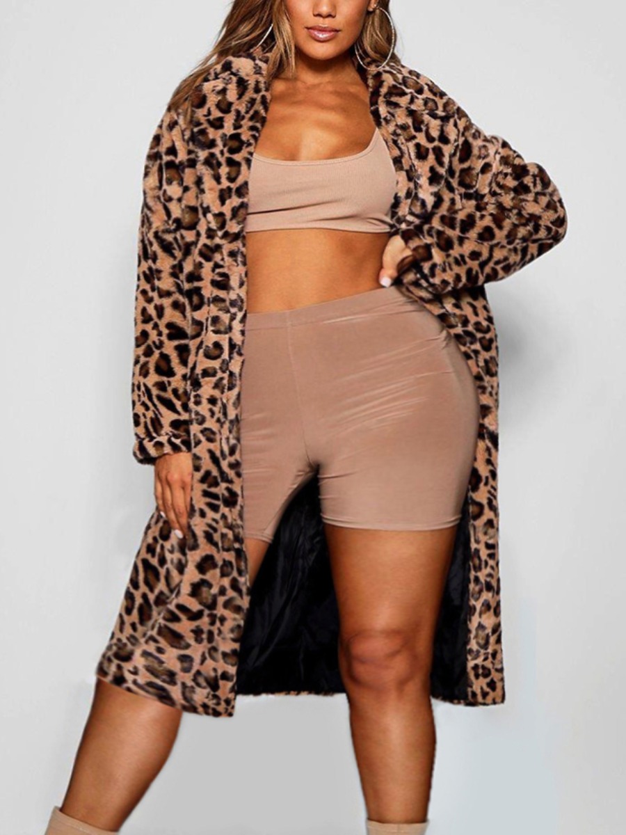 

LW Plus Size Leopard Print Teddy Coat