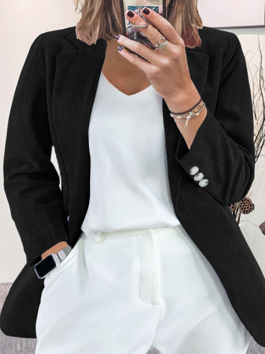 

LW Plus Size Turndown Collar Regular Fit Blazer, Black