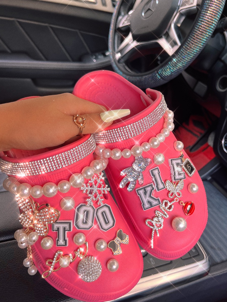 

LW Pearl Letter Slides, Rose red