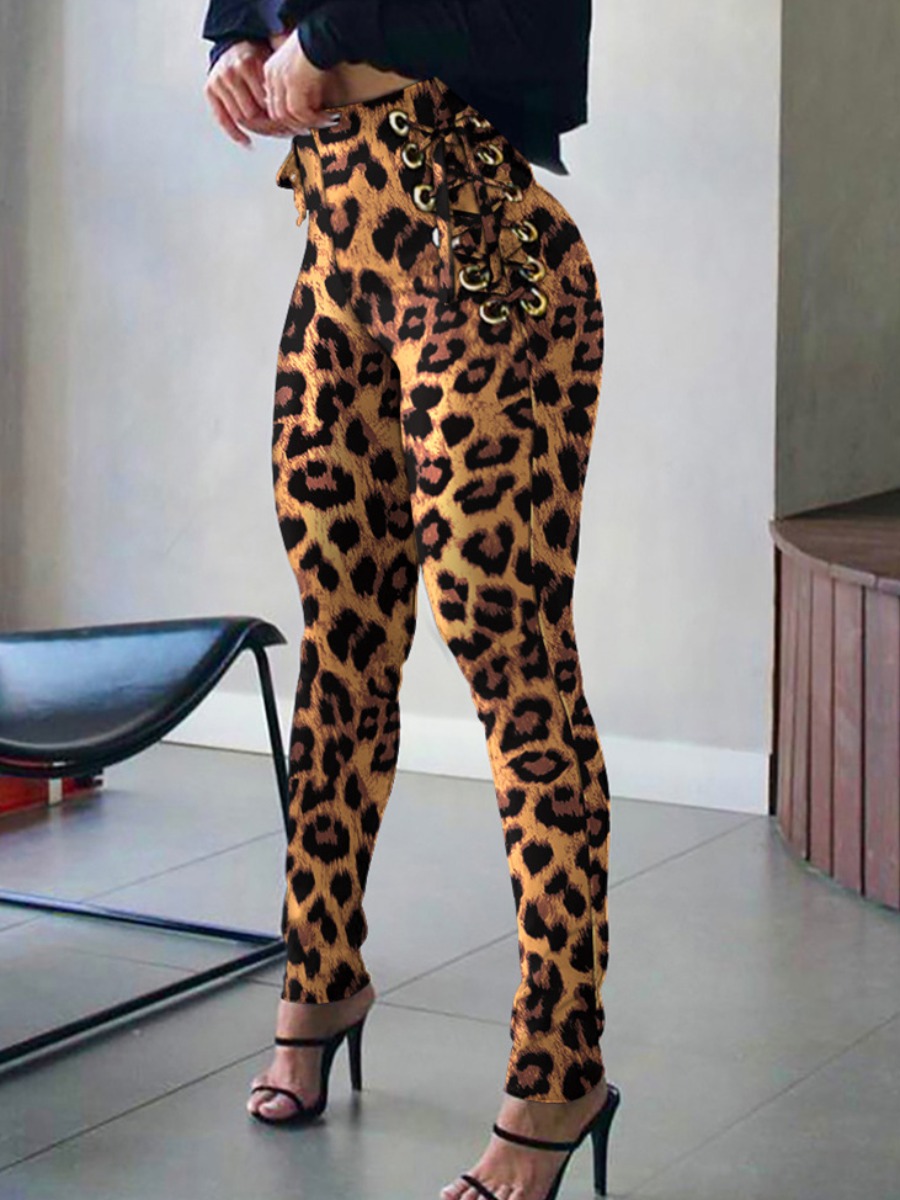 

LW Leopard Print Bandage Design Pants