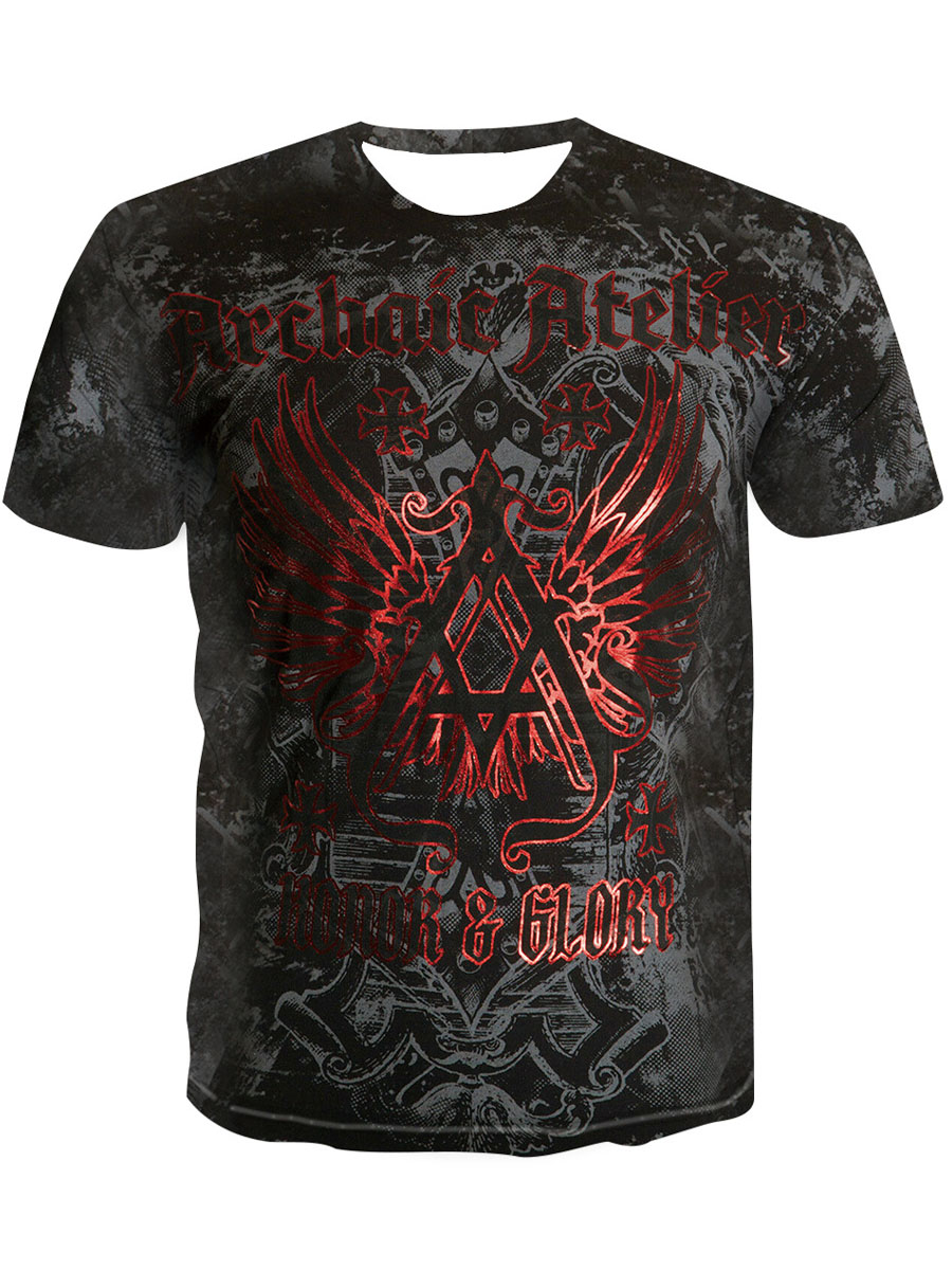 

LW Men Graffiti Letter Print T-shirt, Black