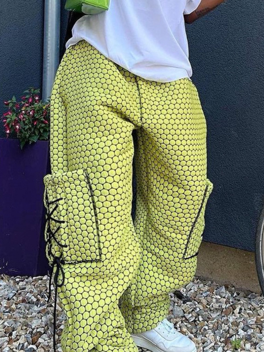 

LW Geometric Print Side Pocket Pants, Green