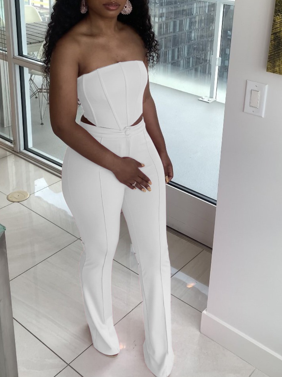 

LW SXY Off The Shoulder Crop Top Pants Set, White